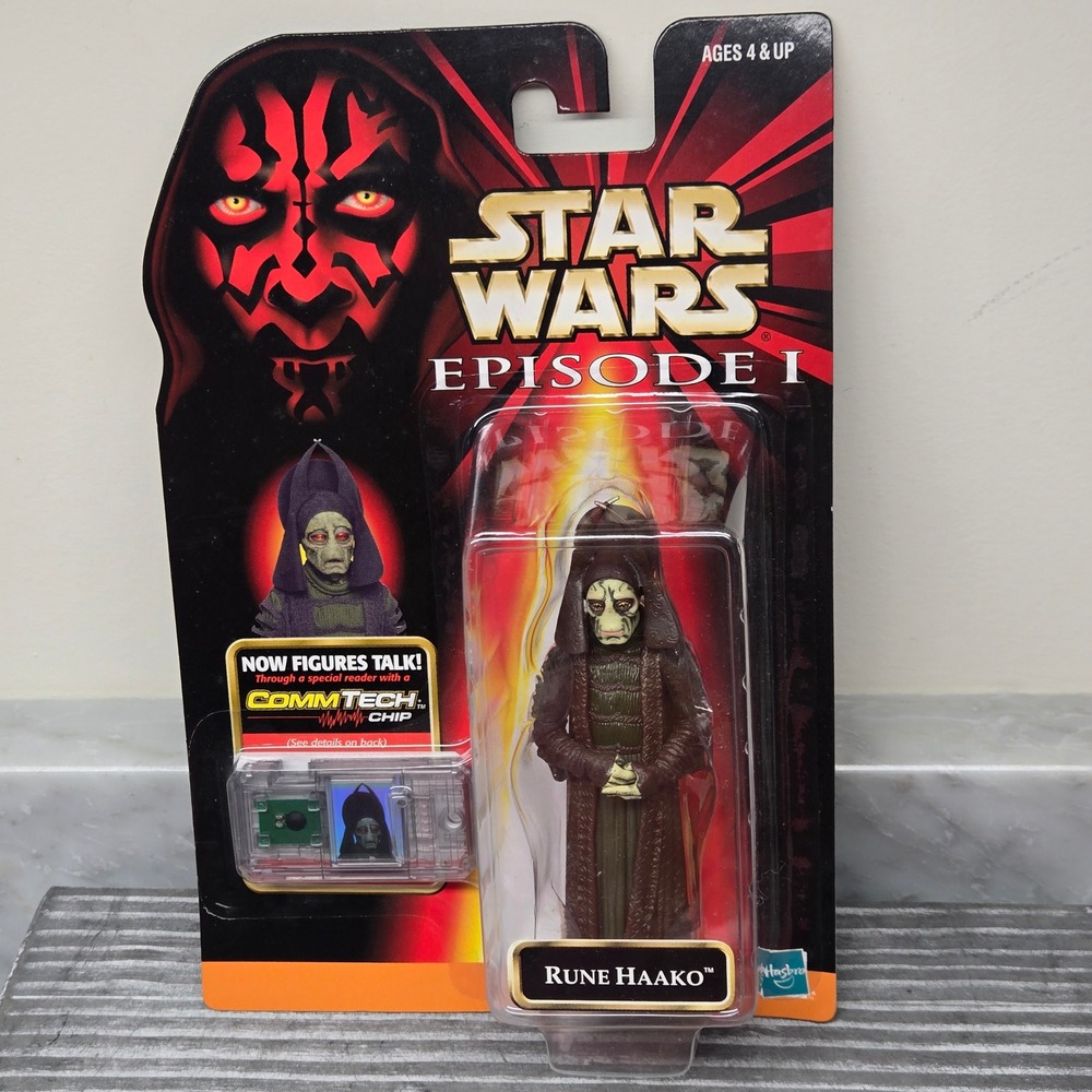 Hasbro Star Wars Episode I Rune Haako Action Figure 3.75" w/ CommTech Chip, 1999